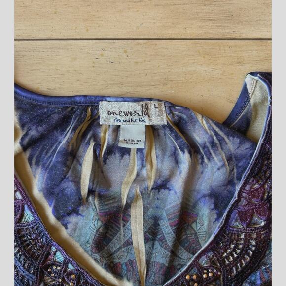 One World Womens L Tunic Boho Velvet Studded Art Fairy DRAGON WINGS Grunge Goth - Picture 4 of 6